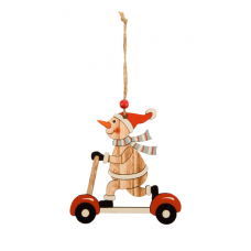 Χριστουγεννιάτικoς Ξύλινος Χιονάνθρωπος με Πατίνι (13cm)